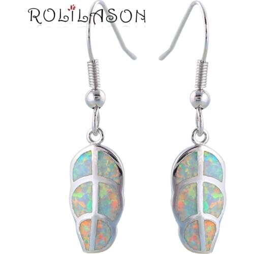 3.95g Leaf shape Top selling online White Fire Opal Silver Stamped Dangle Earrings Fashion Opal Jewelry OE503