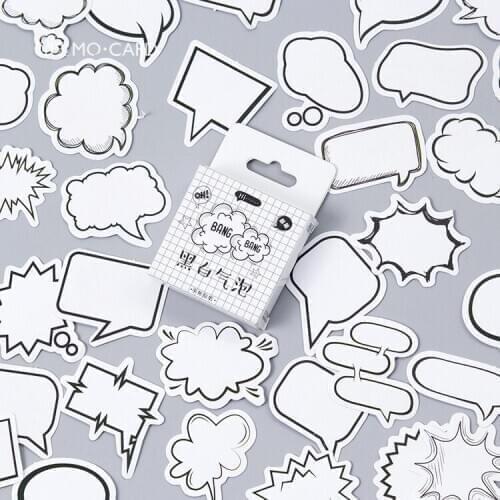 45pcs/Set Black and White Dialog Box Paper Sticker Decoration DIY Handmade Arts Craft Sticker Christmas gift