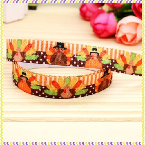5/8'' Free shipping Fold Elastic FOE thanksgiving turkey printed headband headwear diy decoration wholesale OEM B1227