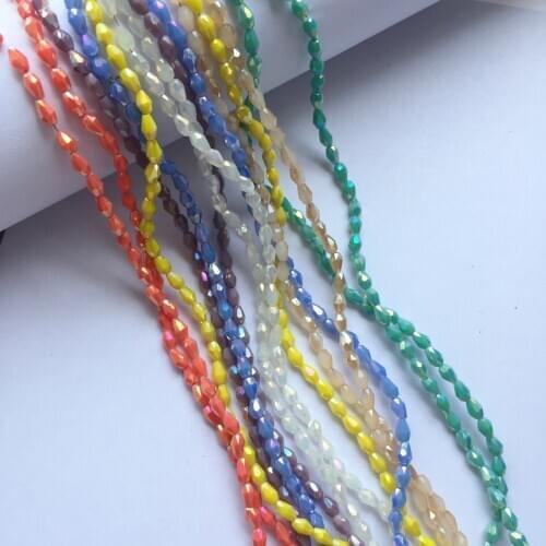 95 Pcs /strand 4X5mm Crystal Drop Faceted Glass Beads Small Beads Sead Beads for Jewelry Making Diy