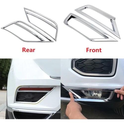 ABS Chrome For VW T-Roc TROC 2017 2018 2019 2020 Car Front/Rear Fog Light Lamp Cover Trim Strips Decoration Cover