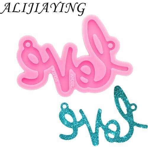 Shiny Silicone Love Resin Molds DIY for Necklace , Epoxy Making baking equipment silicone mould in Clay Molds DY0744