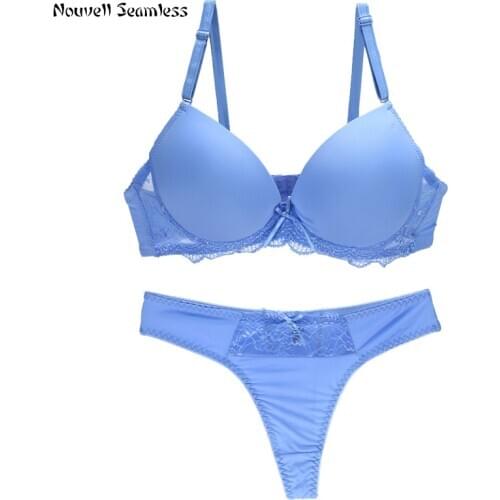 Nouvelle Seamless Brand Sexy Bras Set BCDE Cup Underwear For Womens Push Up Padded Solid Bow Ladies Lingerie