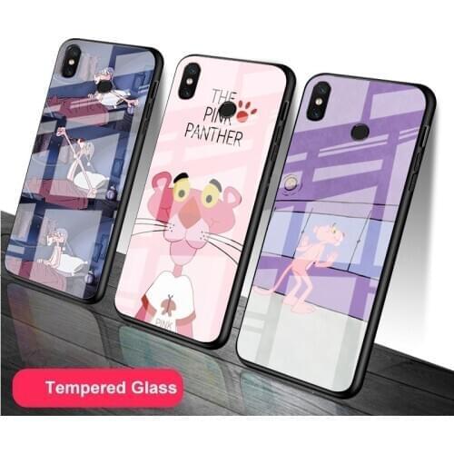 Cute pink Panther holster Tempered Glass Case For Redmi 8 9 5Plus 6PRO 7A Note 6 7 8 8T 9S 9 pro