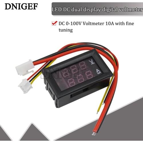 DNIGEF 0-100V 10A LED Digital Voltmeter Ammeter 0.56 3 Digits Car Motocycle Voltage Current Meter Volt Detector Tester