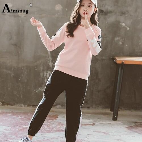 Children Girls Two Pieces Sets Long Sleeve Tops and Pencil Pants Autumn Fashion Letter Print Tracksuit Sets Kids Clothing 2021