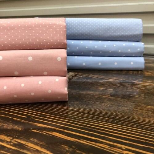 Cotton Pure Cotton Poplin Top Grade Shirt Clothing Cloth Dotted Light Blue Light Foundation White Polka Dot Fabric/1M