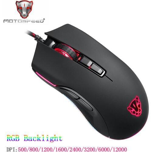 Motospeed V70 12000DPI Gaming Mouse Gamer RGB Backlight USB Wired Mause Adjustment Ergonomic Optical Mice for PC Laptop Games