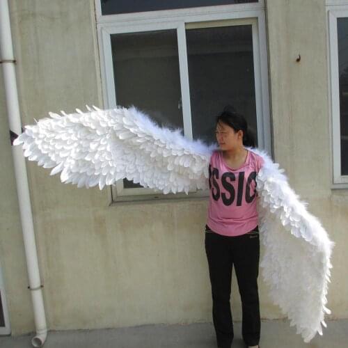 Beautiful Adults white soft angel Wings Performance Costume Props for Women Men Pure handmade feather fairy wings