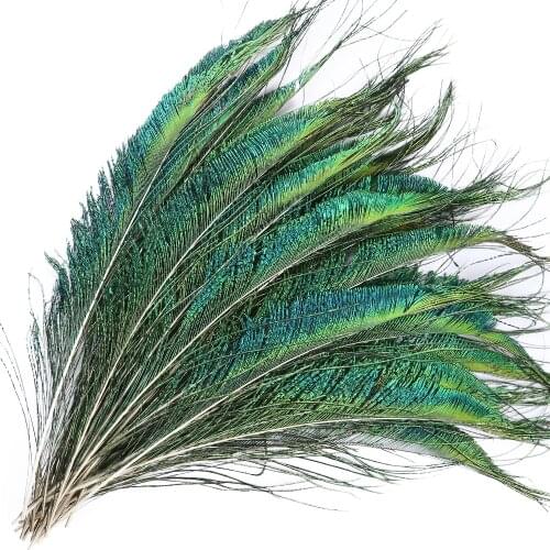 20pcs Emerald Green Natural Peacock Sword Feathers for Crafts Wedding Home Party Decoration Plumes Accessories 30-35cm/12-14inch