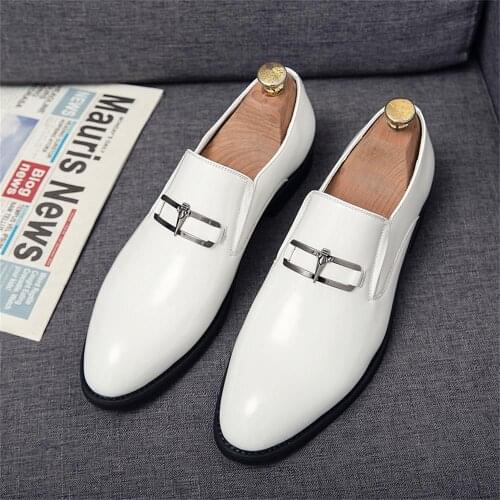 New fashion mens casual leather shoes, outdoor youth formal shoes,classic retro white business leather shoesmens banquet shoes