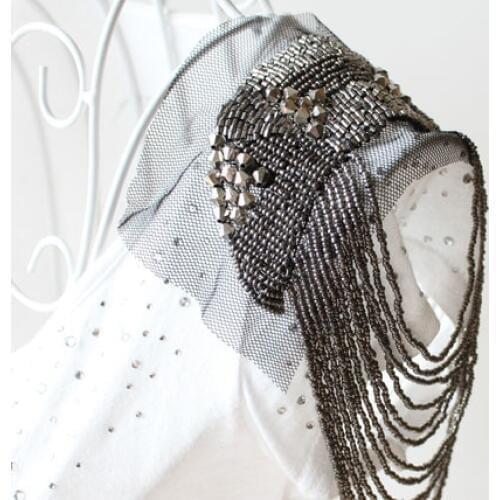 Retail & Wholesale 2pcs/pair Punk Cool Gunblack Bead Handmade Tassel Epaulet Badge Free Gift party decoration