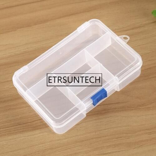 100pcs Plastic 5 Grid Compartment Jewelry Necklace Storage Box Case Holder Craft Organizer Container Storage