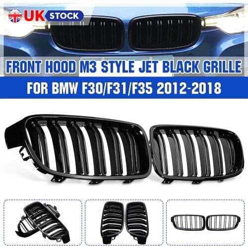 Pair Front Kidney Grilles Grills Gloss black For BMW F30 F31 F35 320i 328i 335i 2012 2013 2014 2015 2016 2017 Car Racing Grills