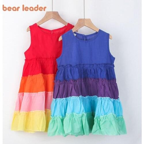 Bear Leader Girls Summer Casual Dresses New Fashion Kids Baby Colorful Patchwork Princess Vestidos Children Party Cute Clothes
