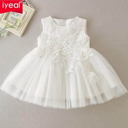 IYEAL Baby Girl Christening Dress Gown Set Embroidery Baptismal Outfits Formal Baby Dresses 1 Year Birthday Party Wear