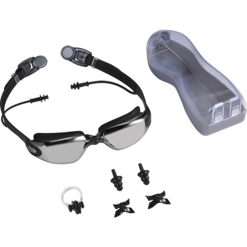 Clear Waterproof No Leaking Anti-Fog Adjustable HD Soft Silicone Swim Goggle With Free Earplug Nose Clip