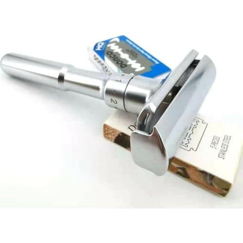 Adjustable Safety Razor Double Edge Classic Mens Shaving Fits All Double Edge Blades 10 Shaving Blades