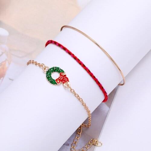 Christmas Bracelet Alloy Pendant Santa Claus Snowman wreath donut sleigh Decorations for Home Happy New Year Ornaments Xmas Gift