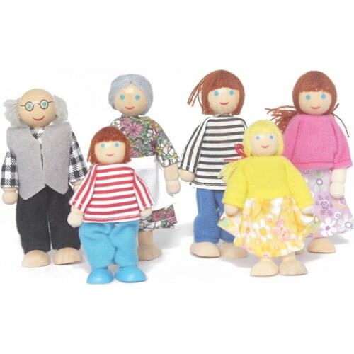 Family doll 6 mouth 7 wooden play house doll puzzle baby toys parent-child baby joint