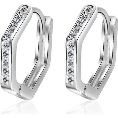 Geometric Hoop Earrings For Women 925 sterling silver Huggies Earrings Simple Boho Women Fashion Zircon Brincos Jewelry