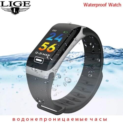 LIGE 2021 New Smart Watch Men Women Heart Rate Blood Pressure Pedometer Multi-function Waterproof Smartwatch For Android IOS+Box