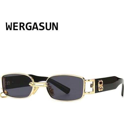 WERGASUN Luxury Rectangle Steampunk Men Sunglasses Fashion Designer Women Sun Glasses Punk New Designer Shades