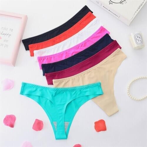 3Pcs/Lot Hot Silk Sexy Women Thongs G String Seamless Panties Female Underwear Tanga Panties Low-Rise Lingerie Panty Intimates