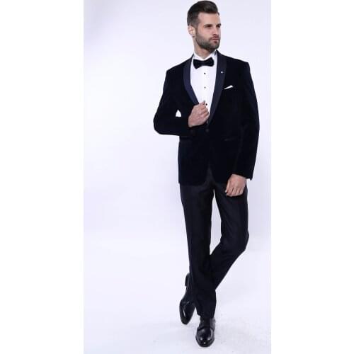 Navy Blue Velvet Blazer Wessi