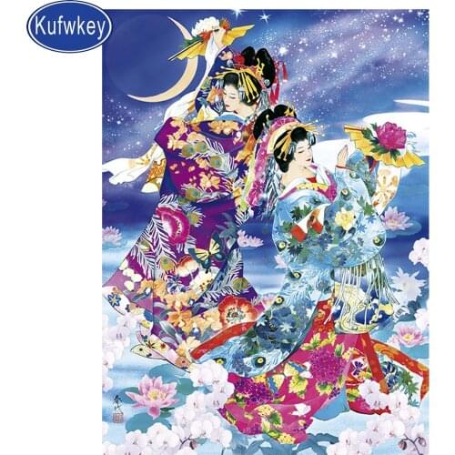 Japanese kimono lady classic 5d diy diamond painting rhinestone embroidery full drill square mosaic diamond pattern handmade