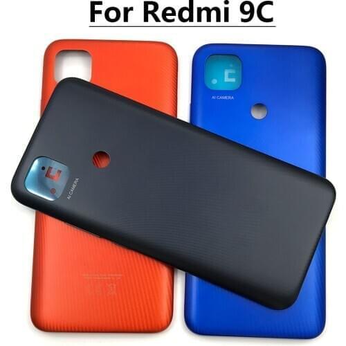 Battery Cover Rear Glass Door Housing Replacement For Xiaomi Redmi 9C With Side Keys Power and Volume Button Replacement Parts