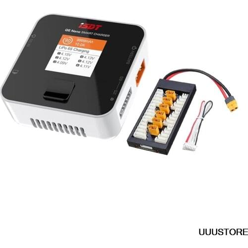 ISDT Q6 Nano BattGo 200W 8A Lipo Battery Charger White Color With XT60 Plug Parallel Charging Board