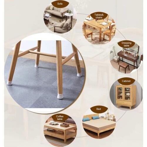 100PCS Furniture Leg Silicon Protection Cover Chair Table Feet Cap Floor Protector with Felt