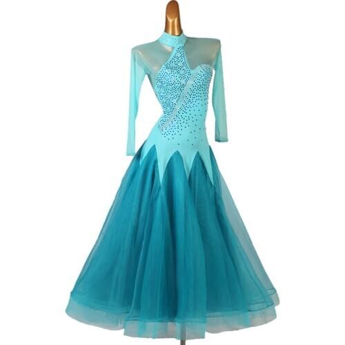 Women modern dance dress high-grade ballroom dance clothes standard ball dancing performance costumes waltz diamonds dress