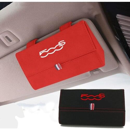 1pc For Fiat 500S Flocking Auto Glasses Box Storage Holder Car Sunglasses Case Holder Organizer Interior Accessories