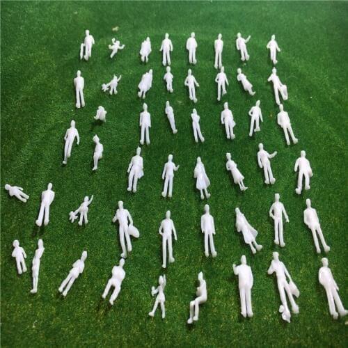 100pcs/lot 1:100 scale model people white plastic unpainted figure for Architecture train layout