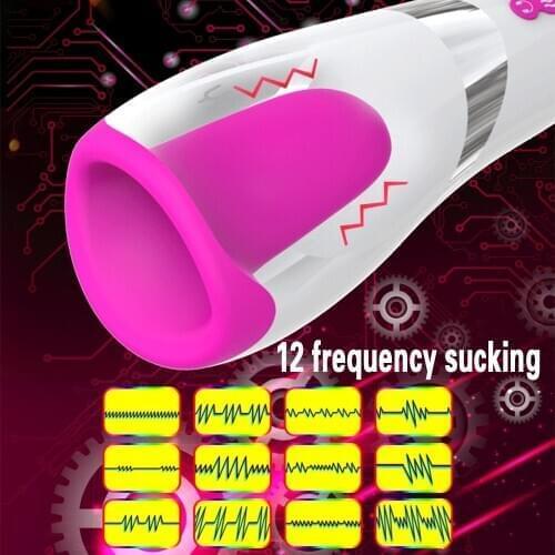 12 Speed Charging Vibration Fake Pussy Automatic Masturbator Sucking Masturbation Cup Oral Pussy Licking Vibrator Adult Sex Toys