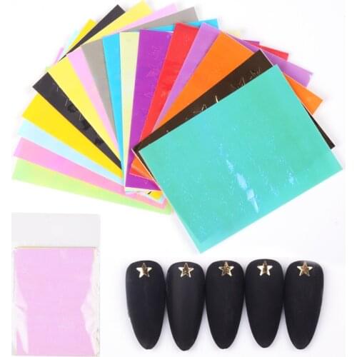 16Pcs 3D Holographic Star Nail Vinyls Stickers Glitter Laser Nail Art Foil Transfer Sticker Decal Decorations Set