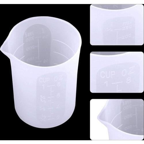 5 Pieces Silicone Cups for Resin,Measuring Cup Precision Scale Clear Graduated Cups,for Handcrafted Art Waxing / Kitchen
