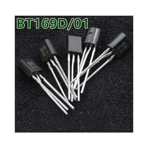50pcs BT169D BT169 TO-92 Triacs Thyristor SCR 400V 9A 3-Pin SPT