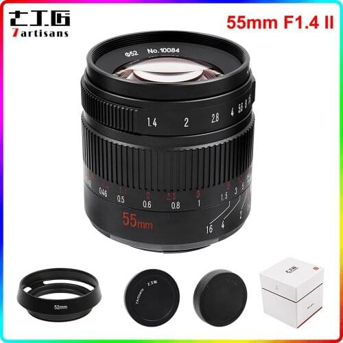 7artisans 55mm F1.4 Large Aperture Portrait Prime Lens for Sony E Mount for Fuji M4/3-Mount EOS-M Mount A6300 A6500 X-A1 G5 M5