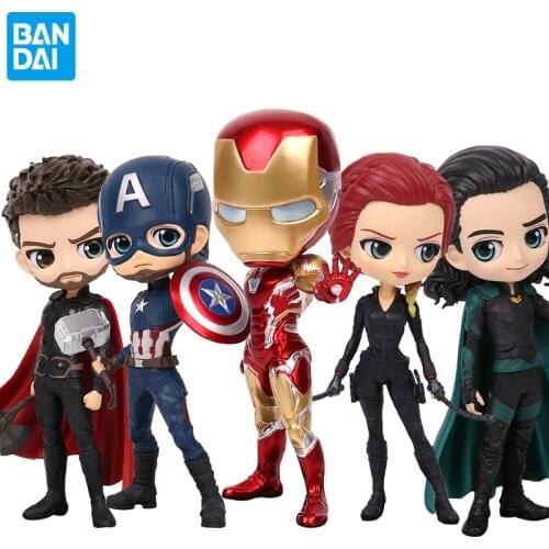Bandai Q Posket Marvel The Avengers Iron Man Captain America Series Movie Characters Peripheral Model 15Cm Collectibles Kid Toy