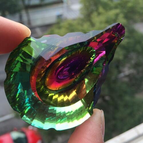 Free Rings) 100pcs/Lot 63mm Rainbow Crystal Chandelier Prism Pendants Crystal Lighting Parts Lucky Glass Stones Home Decoration