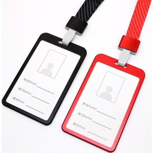 Lanyards Id Badge Holder Metal Bus Pass Case Cover Bank Credit Card Holder Strap Cardholder Office Supplies
