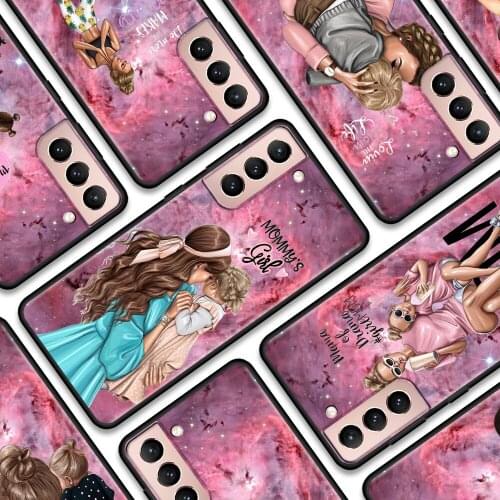 Black Case For Samsung Galaxy S20FE S21 Ultra S20 S10 S9 Plus S8 S10Lite S10e Cover TPU Shell Girl Baby Super Mom Woman