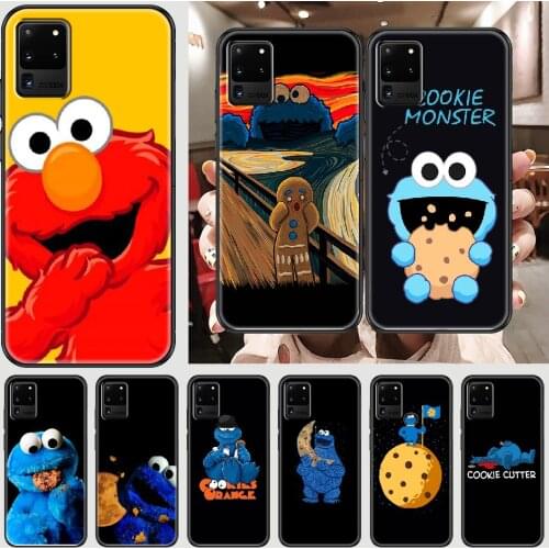 Cookie Monster cute Phone case For Samsung Galaxy Note 4 8 9 10 20 S8 S9 S10 S10E S20 Plus UITRA Ultra black tpu back fashion