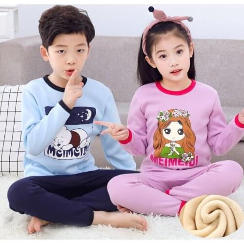 Children Pyjamas long Sleeve Homewear baby underwear set winter Boys girls Sleepwear Pajamas Nightwear 3-14Y toddler clothes set