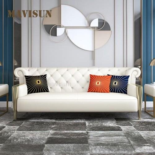 Living Room Real Genuine Leather Sofas Bed White Classical Upholstered Chesterfield Sofa For Large Villa Italian Furniture