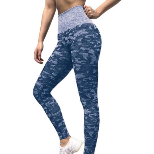 Women Camouflage Seamless Hip Lifting Leggings Sports Yoga Pants Push Up Bra Top