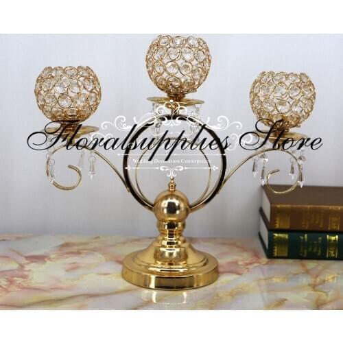 Elegant Crystal Centerpiece Candle Holder 3 Candles Candelabra Wedding Decorative Candlestick Event Party Supplie